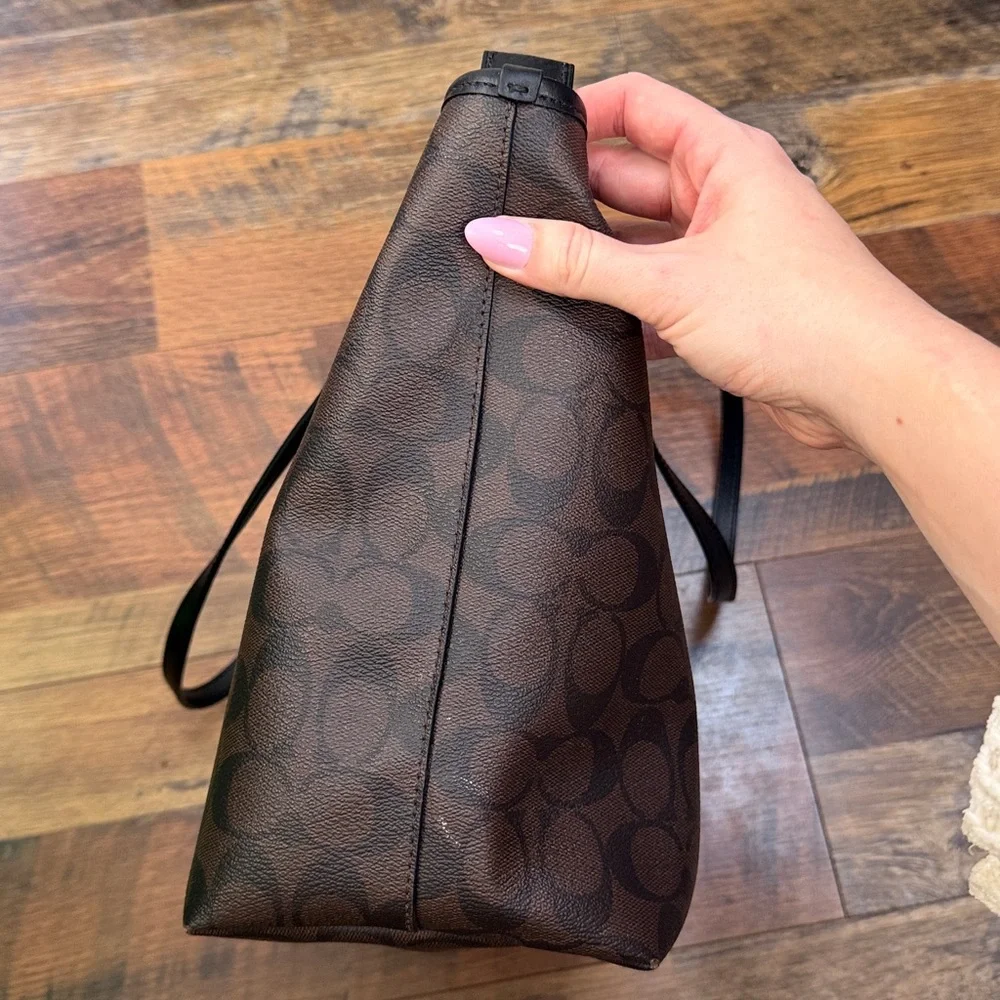 Coach City Tote in Signature Canvas Brown/Black - Classic & Spacious - Picture 14 of 17